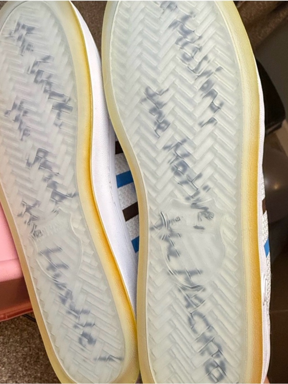 K-Swiss White Sneakers with Blue and Brown Stripes New with Box!